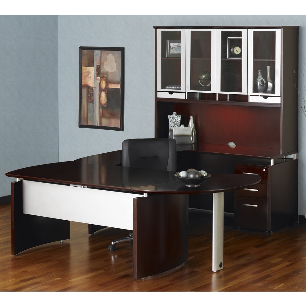 Mayline Napoli 63 Right Handed U Shaped Desk With Hutch In