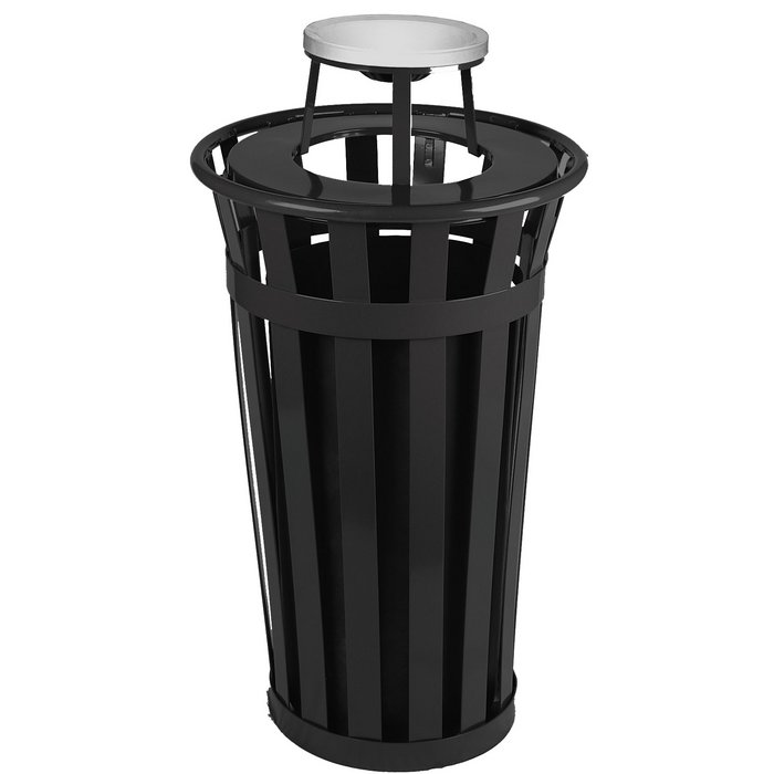 Witt Industries Mesh Steel Outdoor Trash Receptacle in Black Finish (W Name Plate/Blue)