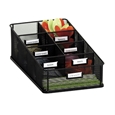 Onyx Condiment Carton Breakroom organizer; Break room organizer; Break room supplies organizer; Breakroom supplies organizer; Coffee pod organizer; Coffee service organizer; Black breakroom organizer; Black break room organizer; Black coffee pod organizer; Black Coffee service organizer; Black Organizer; Black desk accessories; Mesh break room organizer; Mesh breakroom organizer; Black hospitality organizer; Coffee pod storage